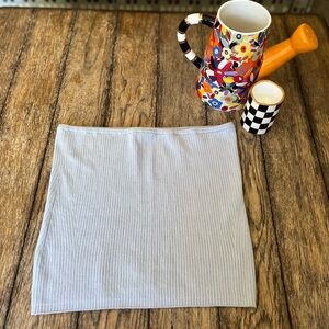 Express White Ribbed Pencil Mini Skirt